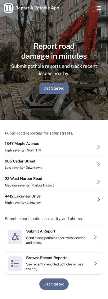 Report a Pothole App Template