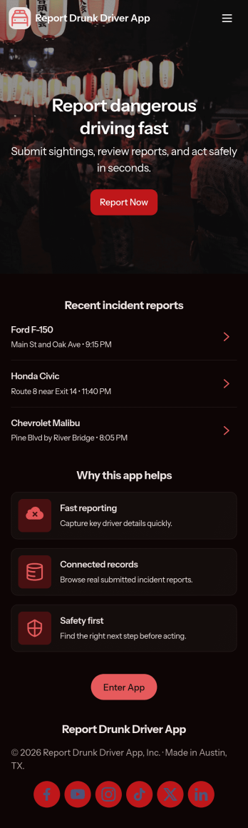 Report Drunk Driver App Template