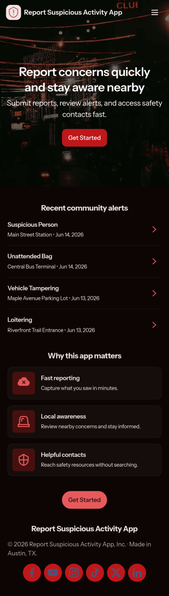 Report Suspicious Activity App Template
