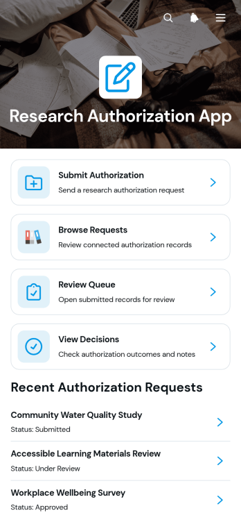 Research Authorization App Template