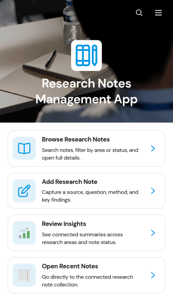 Research Notes Management App Template