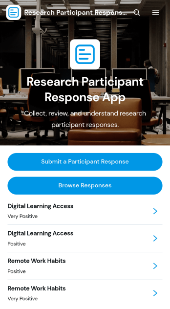 Research Participant Response App Template