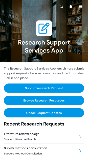 Research Support Services App Template