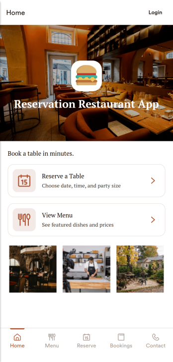 Reservation Restaurant App Template