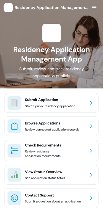 Residency Application Management App Template