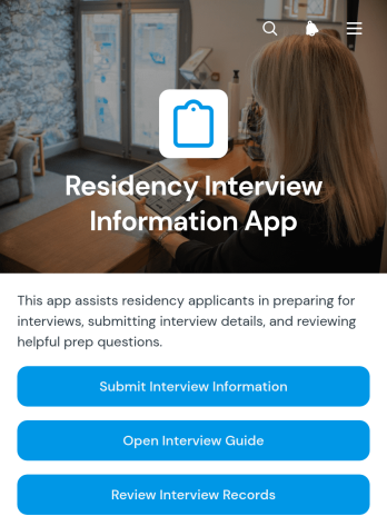 Residency Interview Information App Template