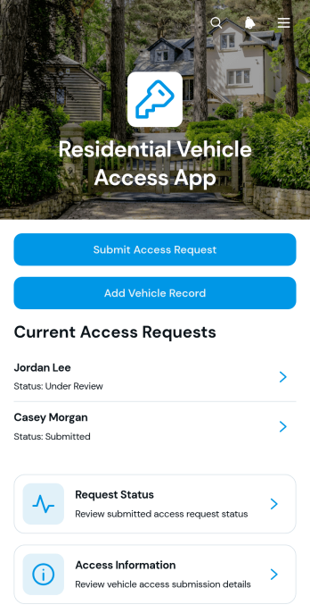 Residential Vehicle Access App Template