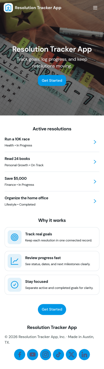 Resolution Tracker App Template