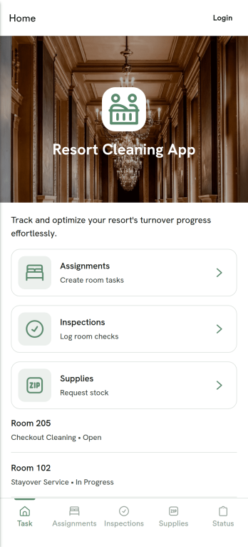 Resort Cleaning App Template