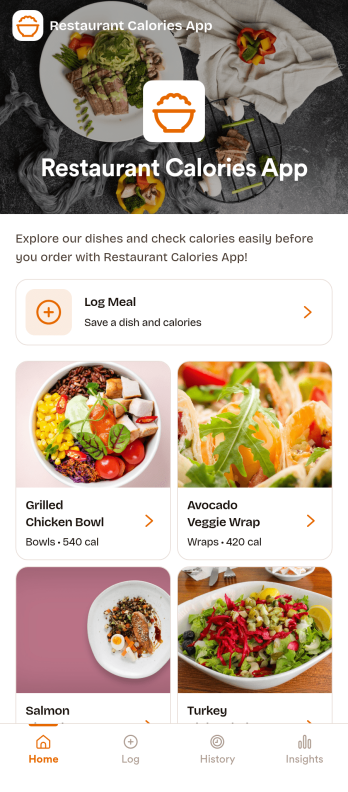 Restaurant Calories App Template