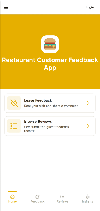 Restaurant Customer Feedback App Template