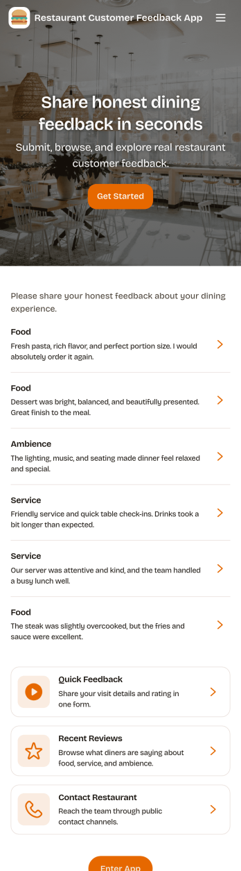 Restaurant Customer Feedback App Template