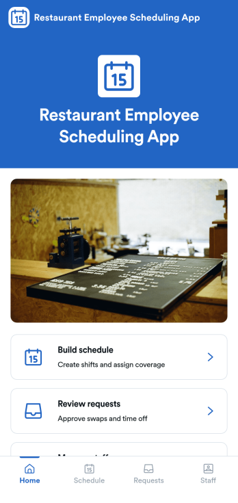 Restaurant Employee Scheduling App Template
