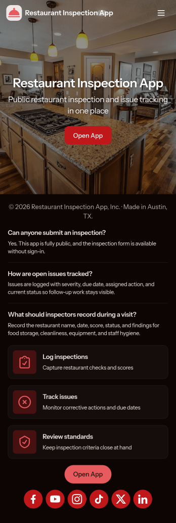 Restaurant Inspection App Template