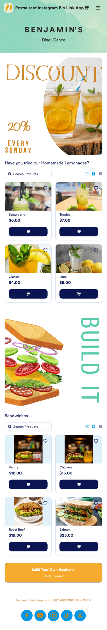 Restaurant Instagram Bio Link App Template