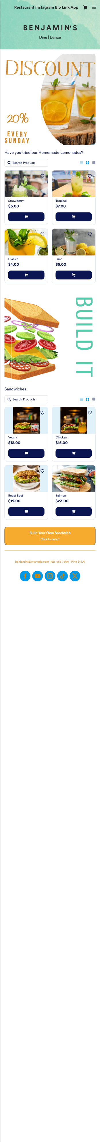 Restaurant Instagram Bio Link App Template
