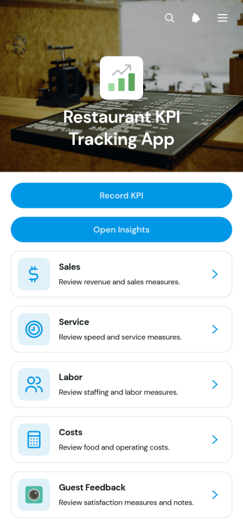 Restaurant KPI Tracking App Template