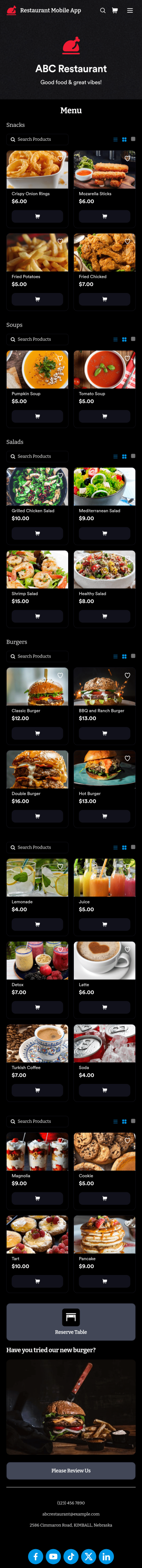 Restaurant Mobile App Template