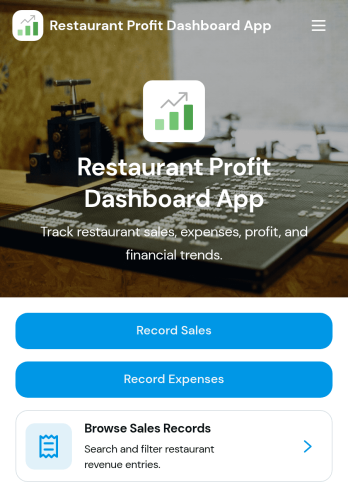 Restaurant Profit Dashboard App Template
