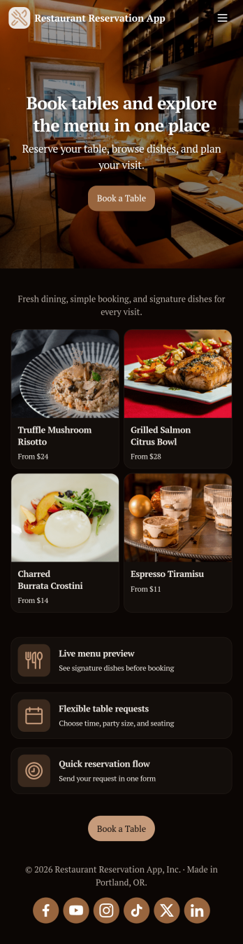Restaurant Reservation App Template
