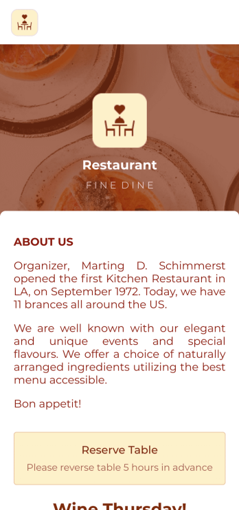 Restaurant Reservation Mobile App Template