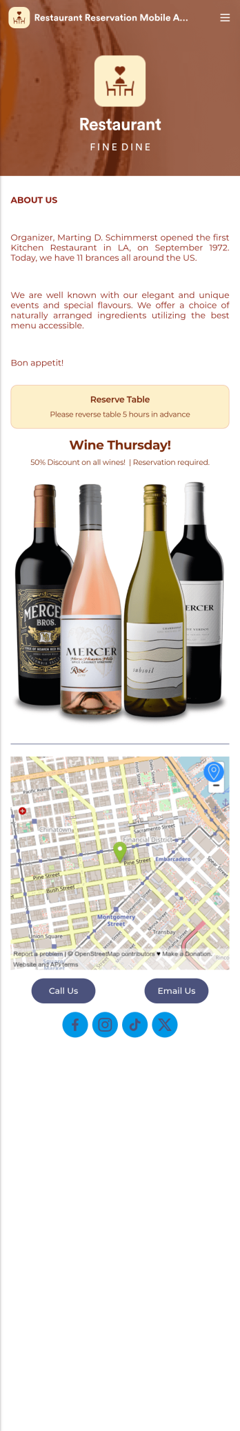 Restaurant Reservation Mobile App Template
