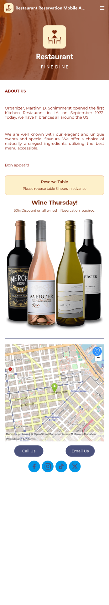 Restaurant Reservation Mobile App Template