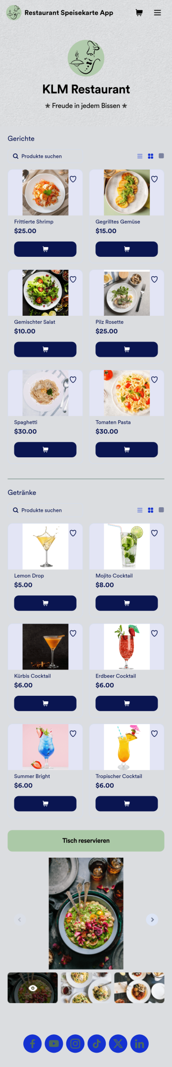 Restaurant Speisekarte App