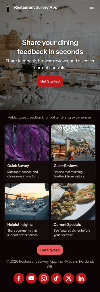 Restaurant Survey App Template