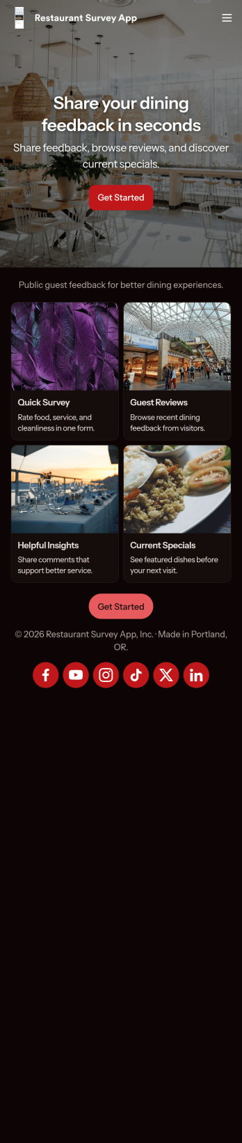 Restaurant Survey App Template