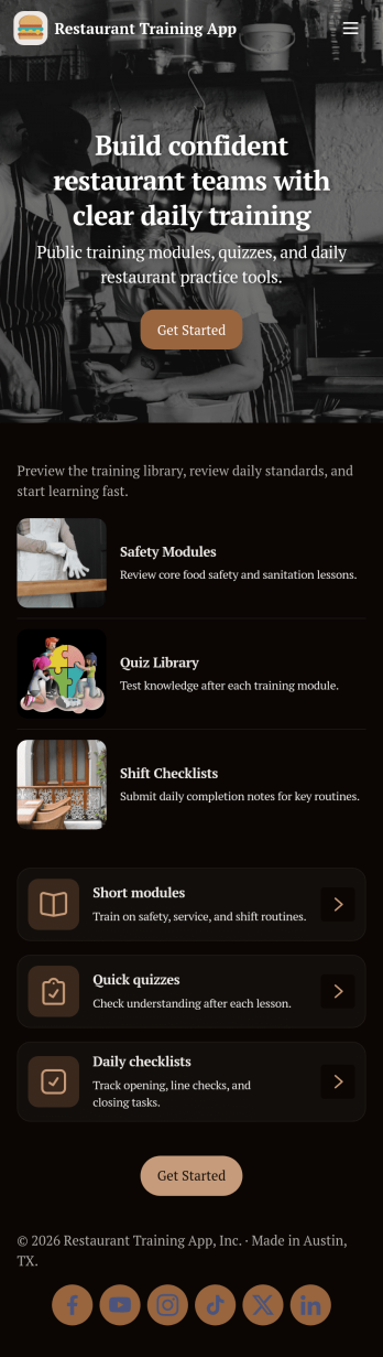 Restaurant Training App Template