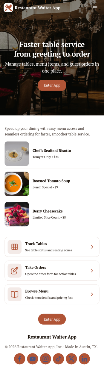 Restaurant Waiter App Template