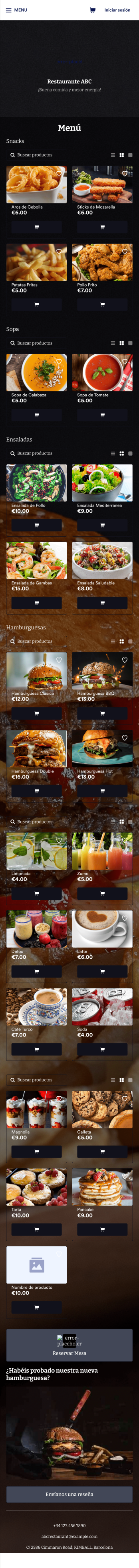 Restaurante Móvil App Template