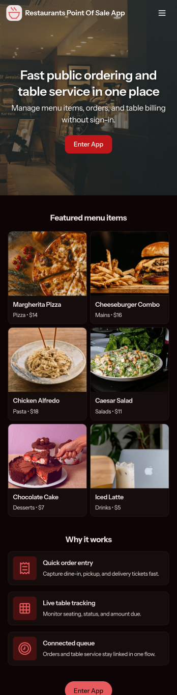 Restaurants Point of Sale App Template