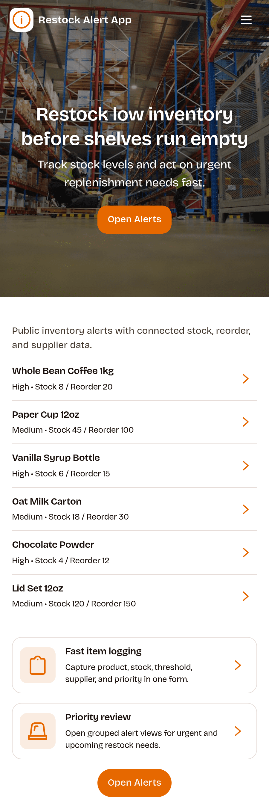 Restock Alert App Template | Jotform
