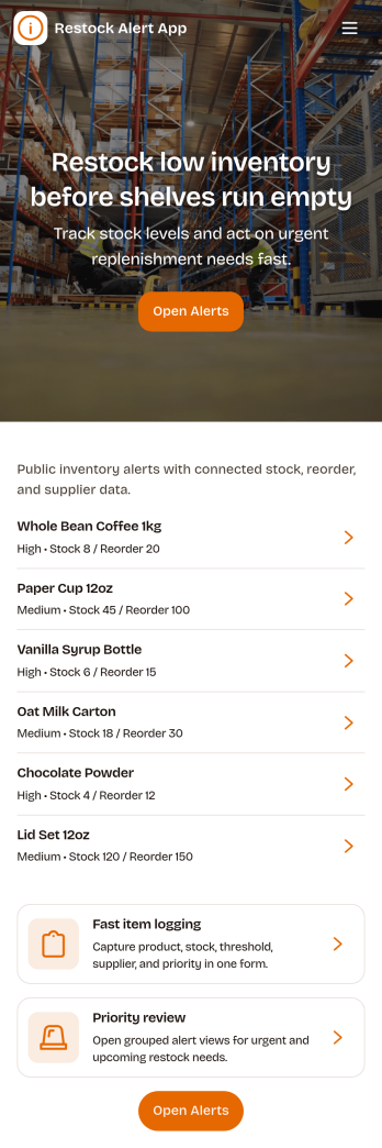 Restock Alert App Template