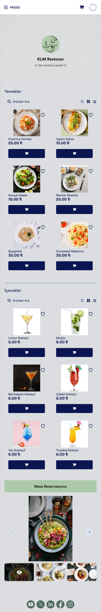 Restoran Menü Uygulaması Template