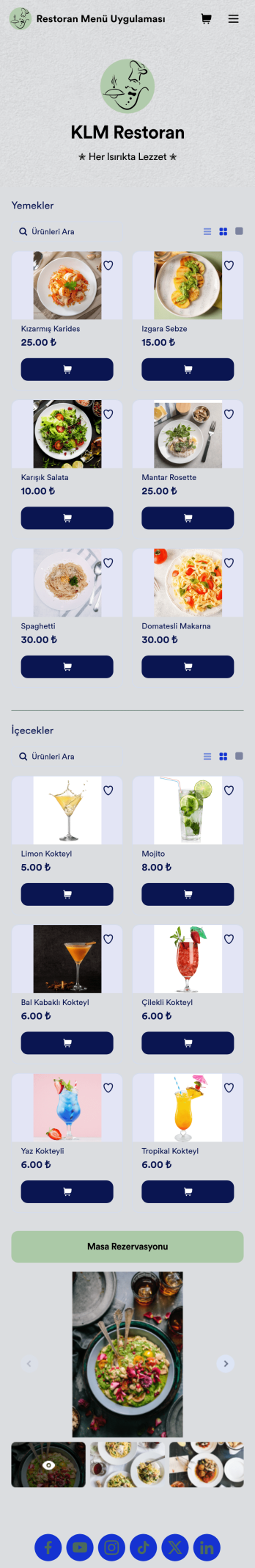 Restoran Menü Uygulama Șablonu