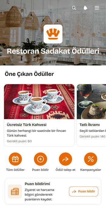 Restoran Sadakat Ödülleri Uygulama Șablonu