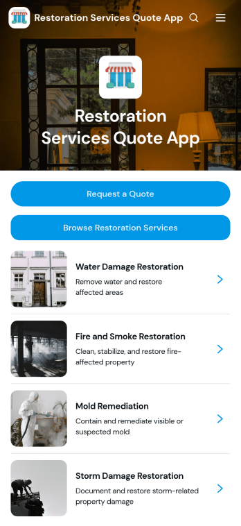 Restoration Services Quote App Template