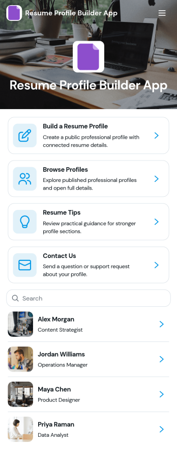 Resume Profile Builder App Template