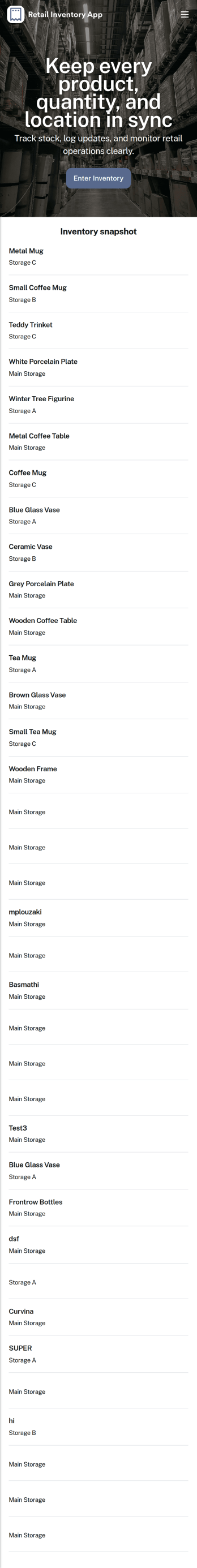 Retail Inventory App Template