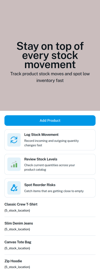 Retail Inventory App Template