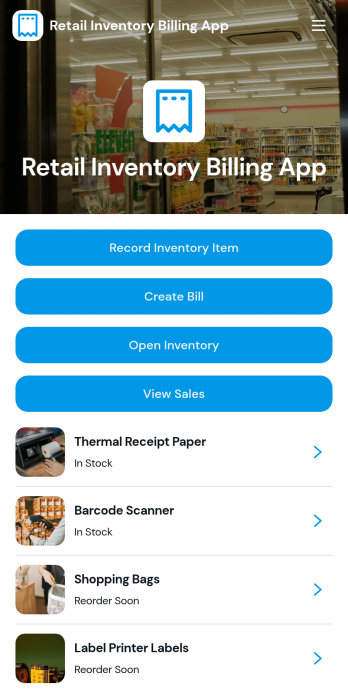 Retail Inventory Billing App Template