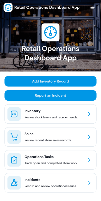 Retail Operations Dashboard App Template