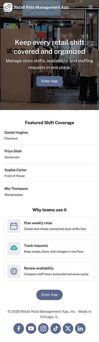 Retail Rota Management App Template