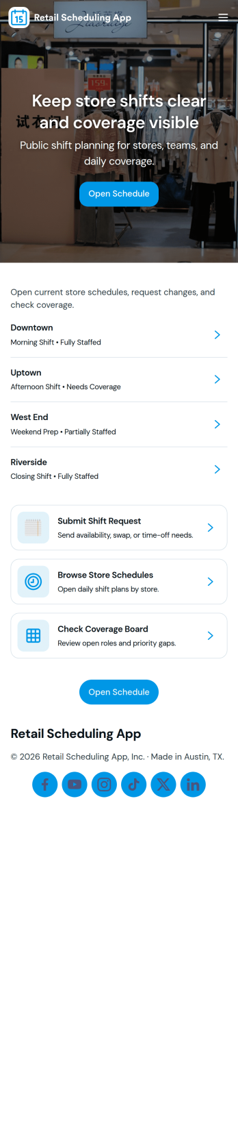 Retail Scheduling App Template