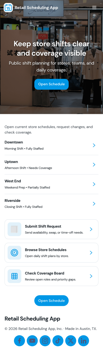 Retail Scheduling App Template
