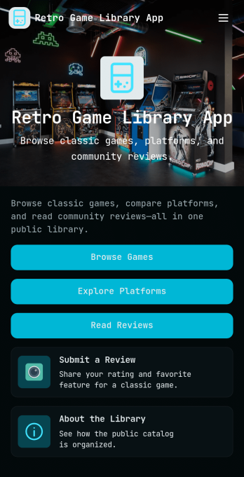 Retro Game Library App Template