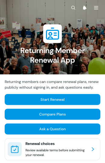 Returning Member Renewal App Template